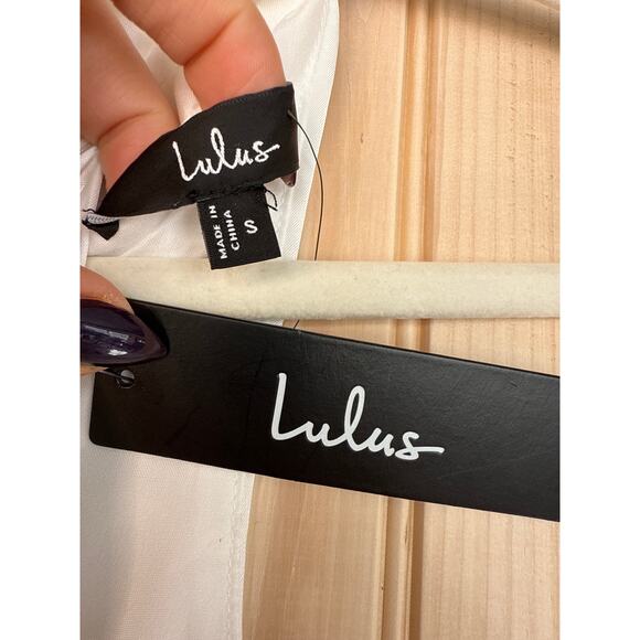 NWOT Lulus Distinctive Charm White Satin Asymmetrical Midi Dress Wedding Size S - Picture 8 of 9